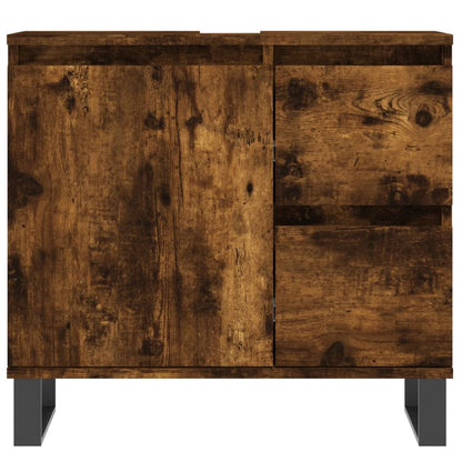 Badkamerkast 65X33X60 Cm Bewerkt Hout Kleurig Gerookt eiken