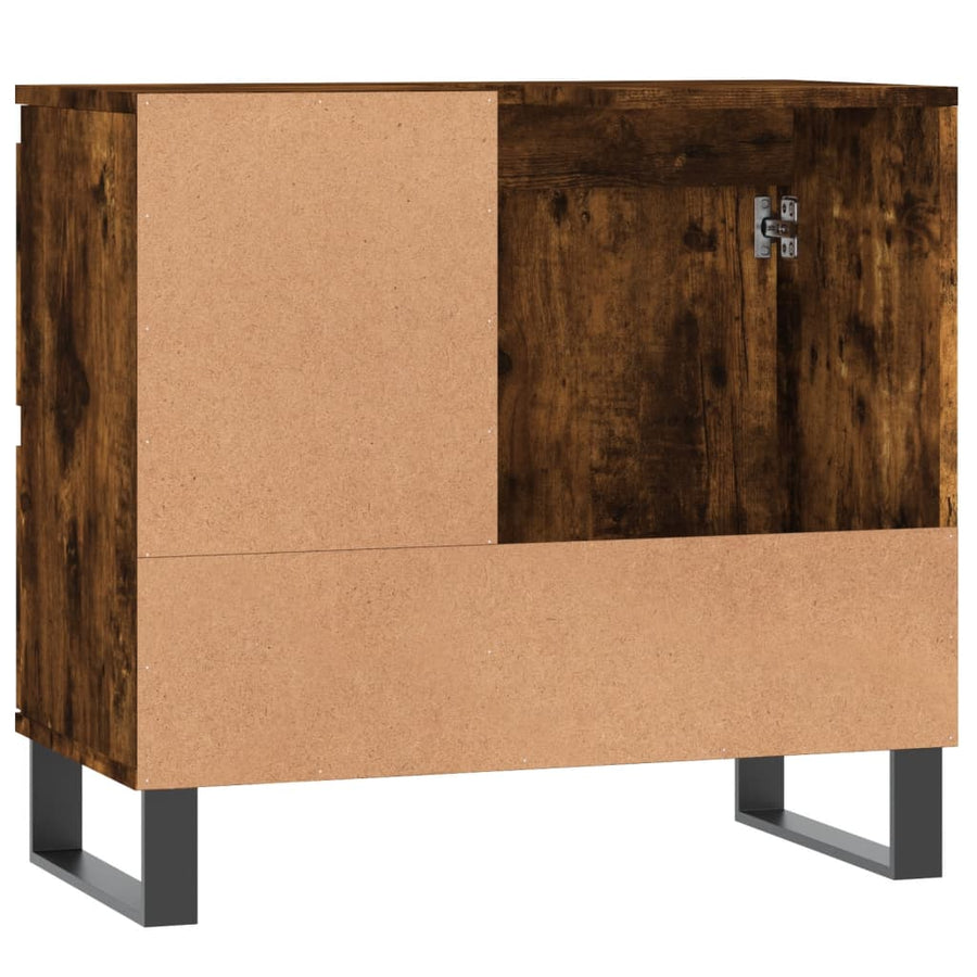 Badkamerkast 65X33X60 Cm Bewerkt Hout Kleurig Gerookt eiken