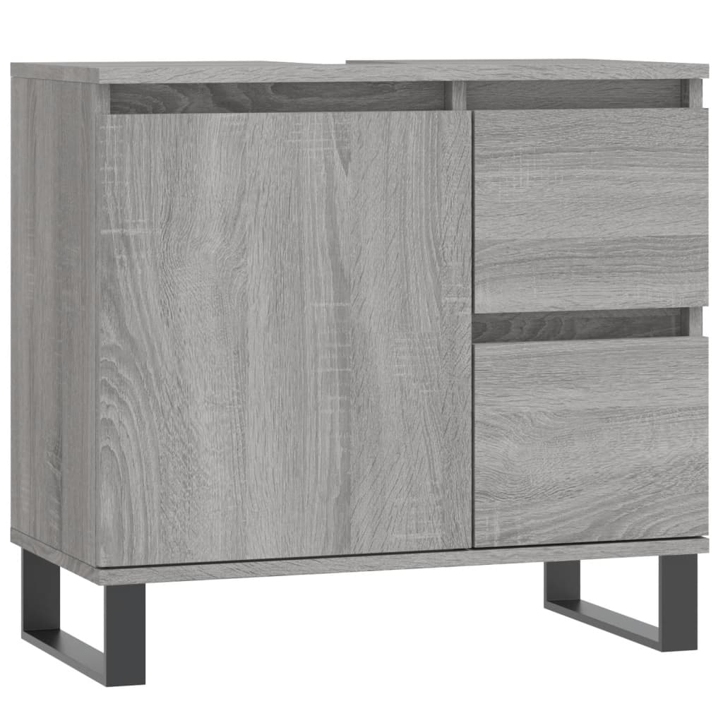 Badkamerkast 65X33X60 Cm Bewerkt Hout Eikenkleurig Grijs sonoma