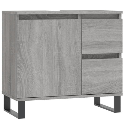 Badkamerkast 65X33X60 Cm Bewerkt Hout Eikenkleurig Grijs sonoma