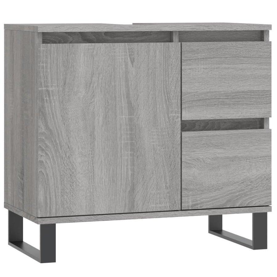 Badkamerkast 65X33X60 Cm Bewerkt Hout Eikenkleurig Grijs sonoma