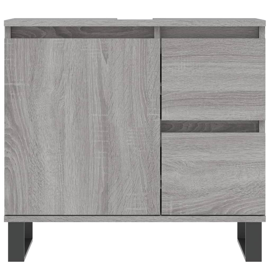 Badkamerkast 65X33X60 Cm Bewerkt Hout Eikenkleurig Grijs sonoma