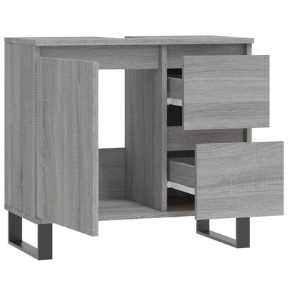Badkamerkast 65X33X60 Cm Bewerkt Hout Eikenkleurig Grijs sonoma