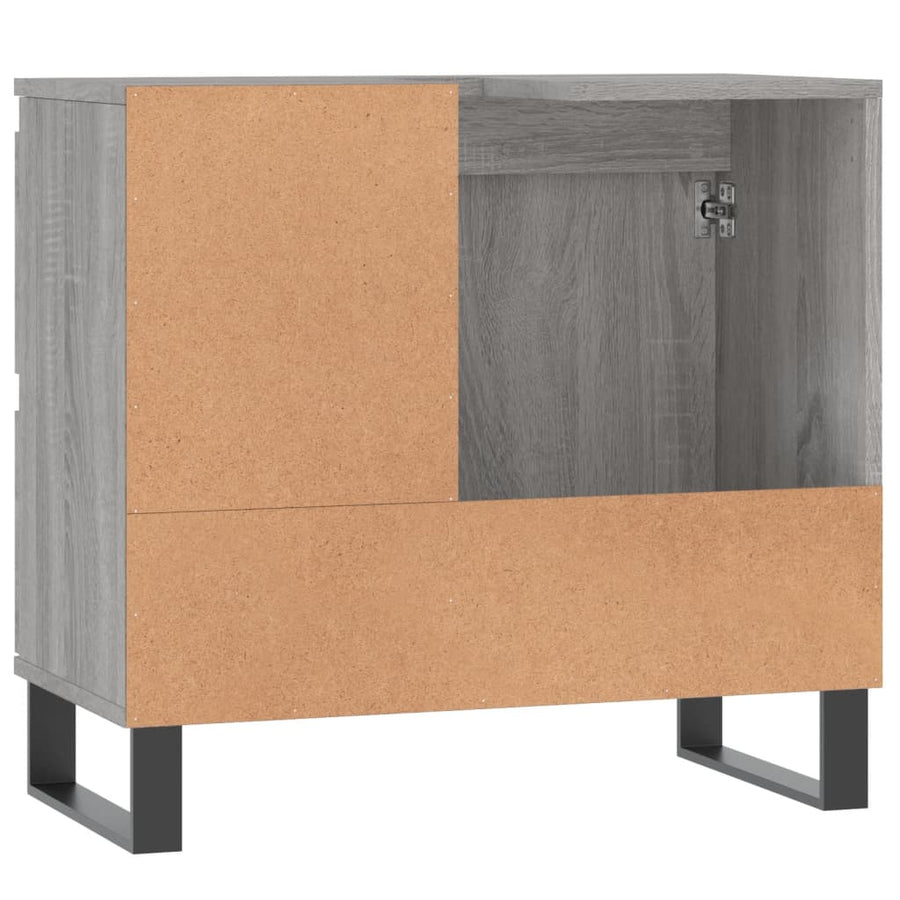 Badkamerkast 65X33X60 Cm Bewerkt Hout Eikenkleurig Grijs sonoma
