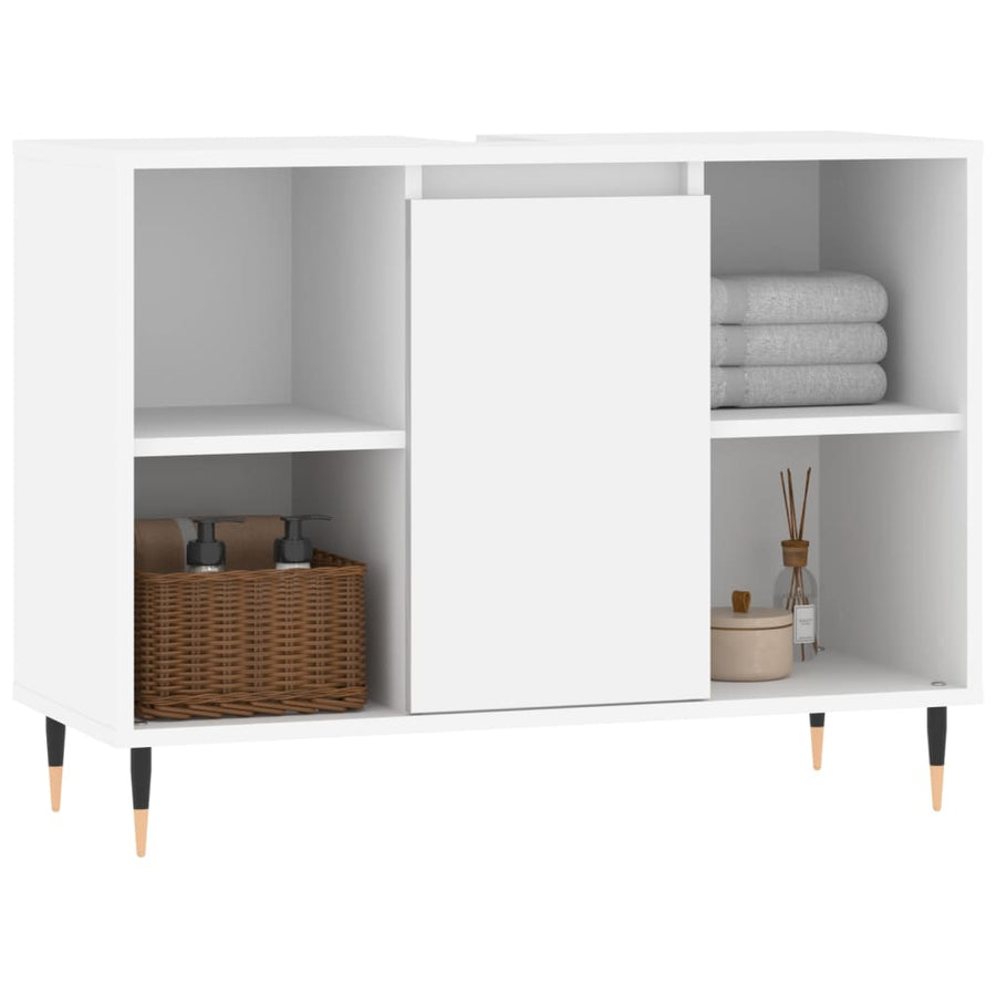 Badkamerkast 80X33X60 Cm Bewerkt Hout Wit