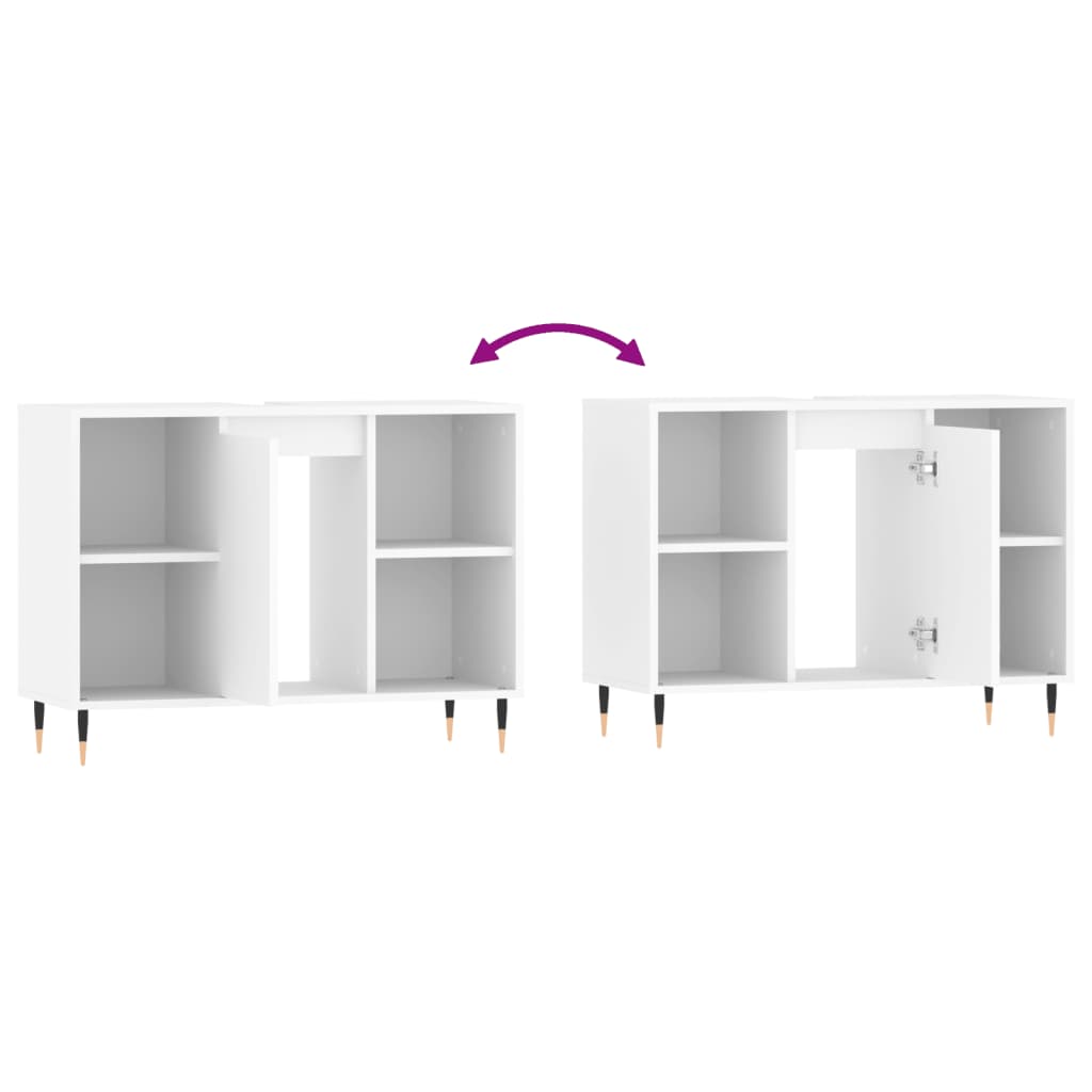 Badkamerkast 80X33X60 Cm Bewerkt Hout Wit