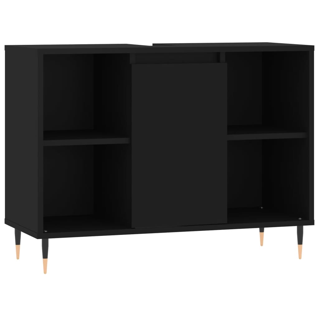 Badkamerkast 80X33X60 Cm Bewerkt Hout Zwart