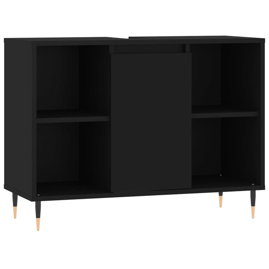 Badkamerkast 80X33X60 Cm Bewerkt Hout Zwart