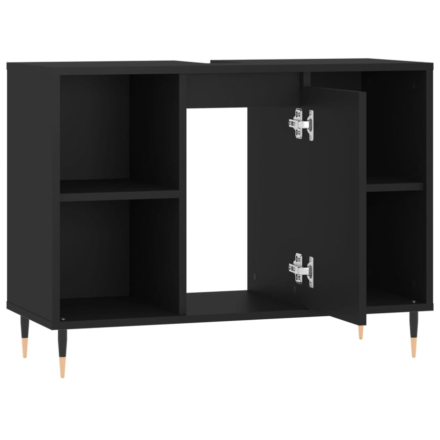 Badkamerkast 80X33X60 Cm Bewerkt Hout Zwart