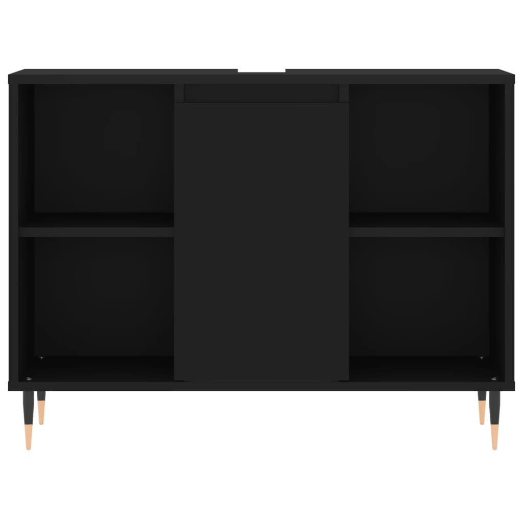 Badkamerkast 80X33X60 Cm Bewerkt Hout Zwart