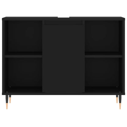 Badkamerkast 80X33X60 Cm Bewerkt Hout Zwart