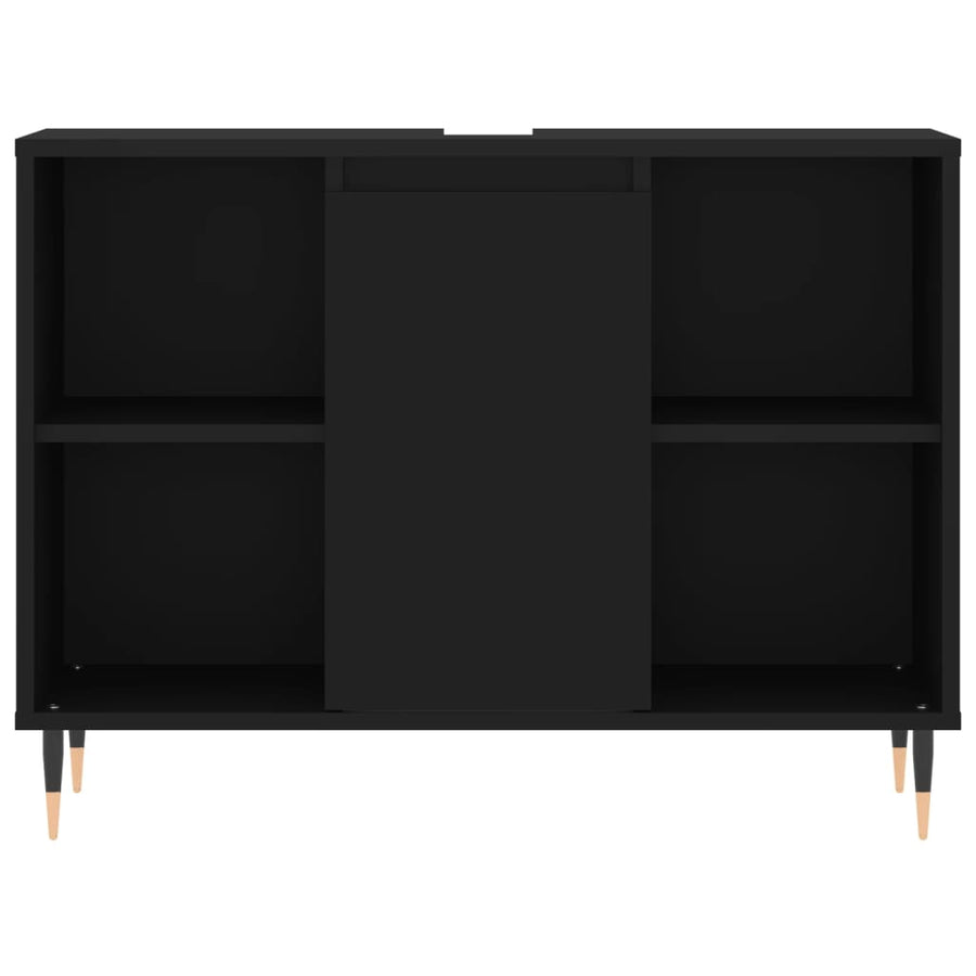 Badkamerkast 80X33X60 Cm Bewerkt Hout Zwart