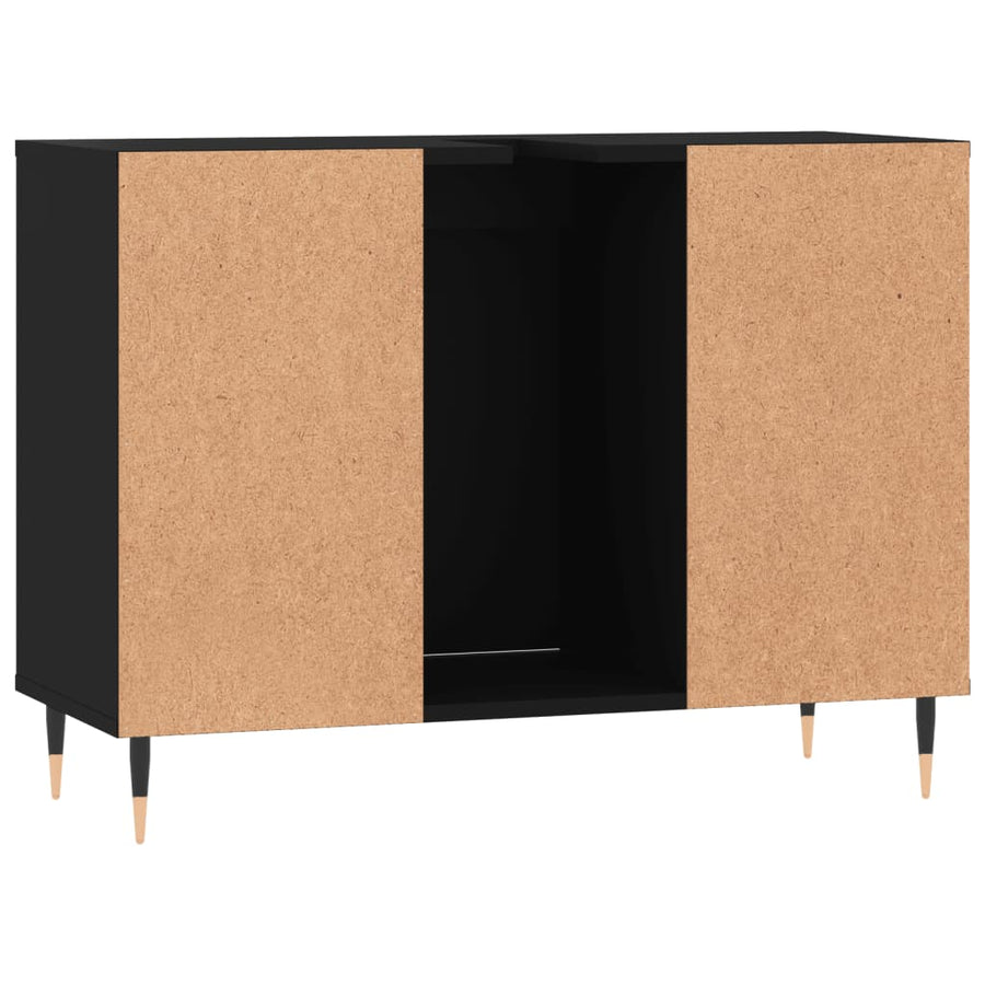 Badkamerkast 80X33X60 Cm Bewerkt Hout Zwart