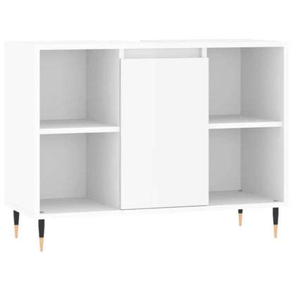 Badkamerkast 80X33X60 Cm Bewerkt Hout Hoogglans wit