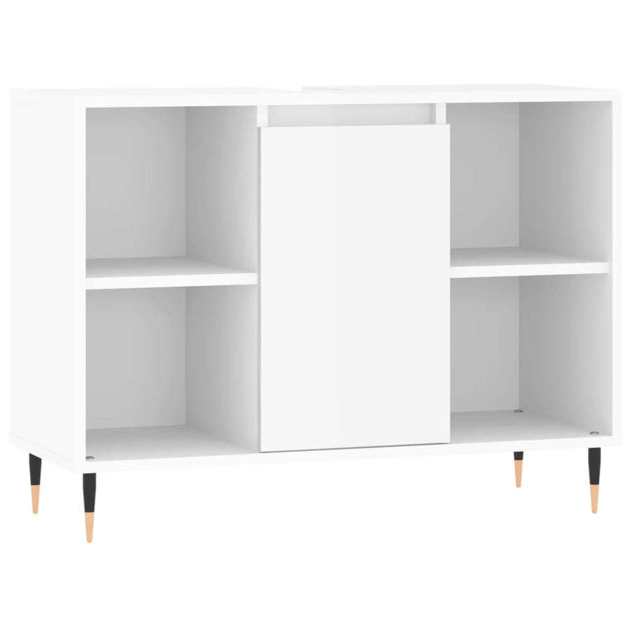 Badkamerkast 80X33X60 Cm Bewerkt Hout Hoogglans wit