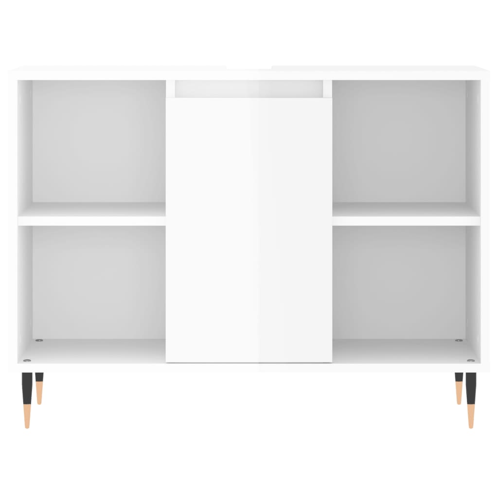 Badkamerkast 80X33X60 Cm Bewerkt Hout Hoogglans wit