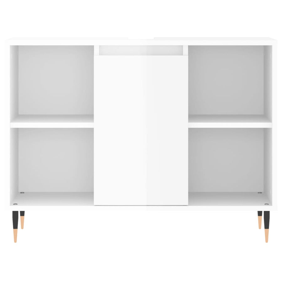 Badkamerkast 80X33X60 Cm Bewerkt Hout Hoogglans wit