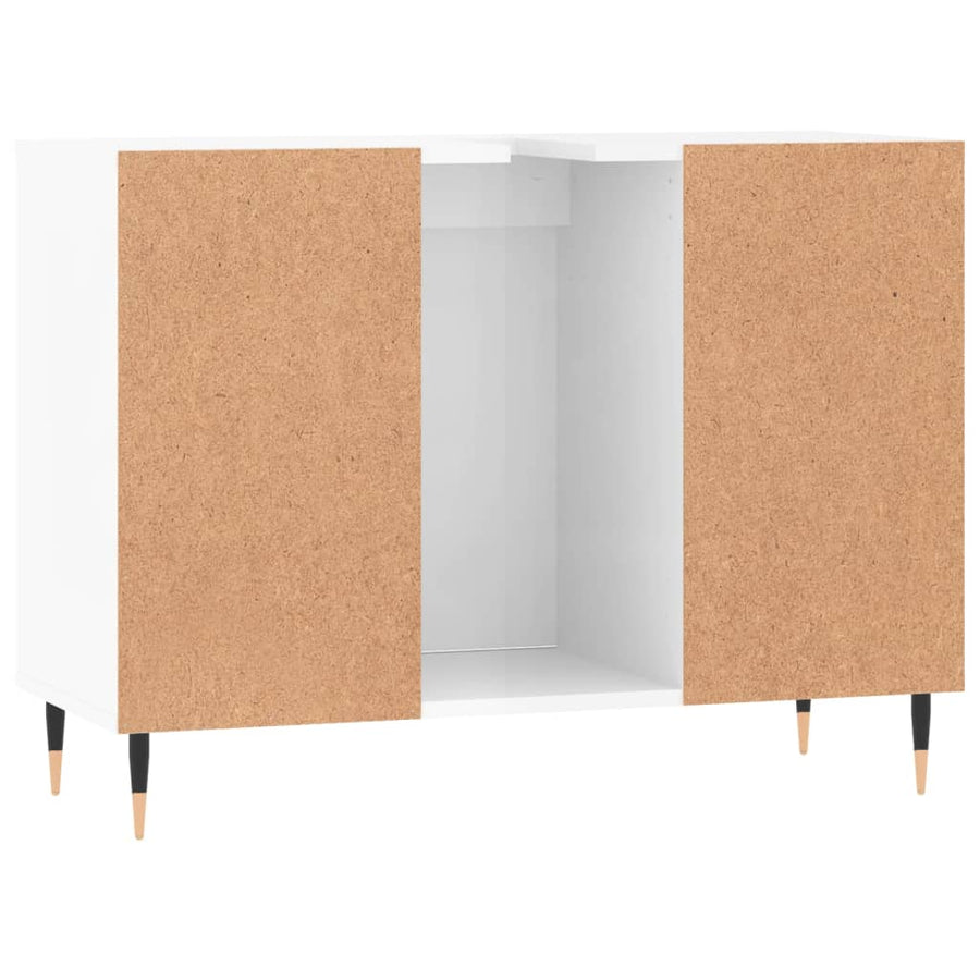 Badkamerkast 80X33X60 Cm Bewerkt Hout Hoogglans wit