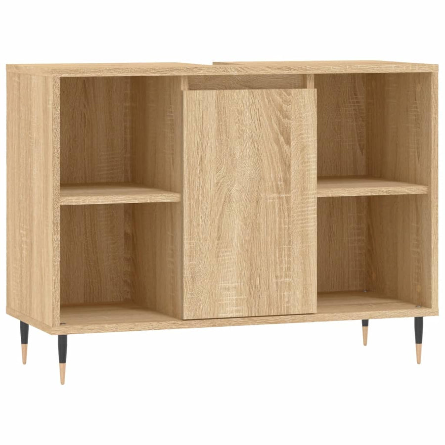 Badkamerkast 80X33X60 Cm Bewerkt Hout Kleurig Sonoma eiken