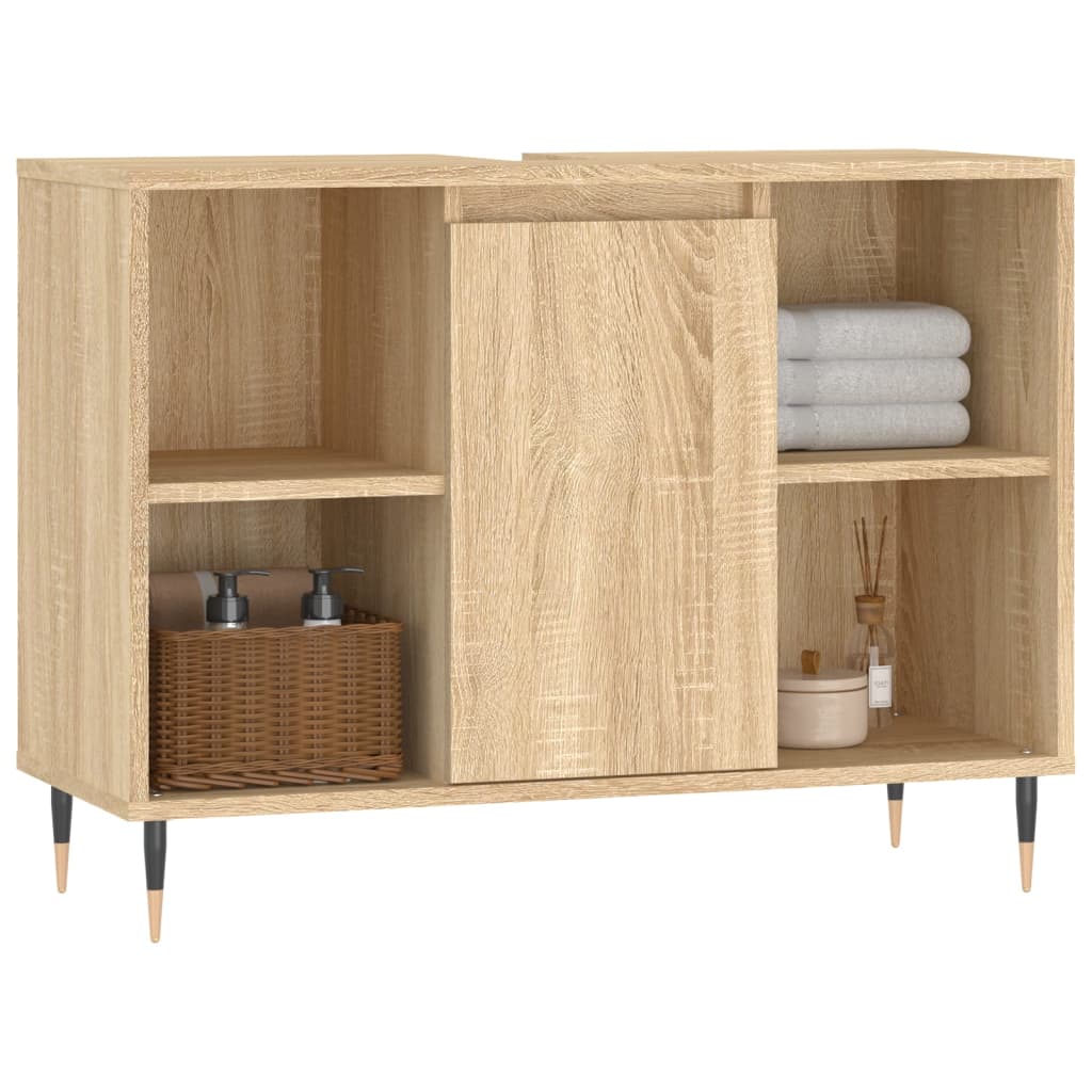 Badkamerkast 80X33X60 Cm Bewerkt Hout Kleurig Sonoma eiken