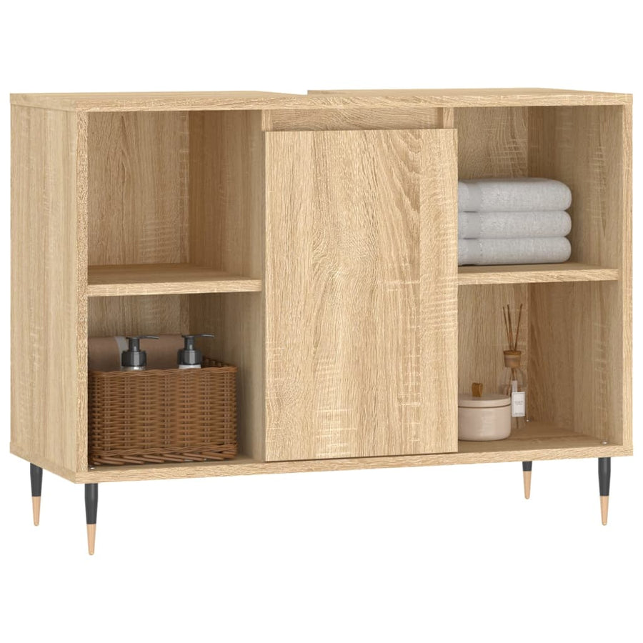 Badkamerkast 80X33X60 Cm Bewerkt Hout Kleurig Sonoma eiken