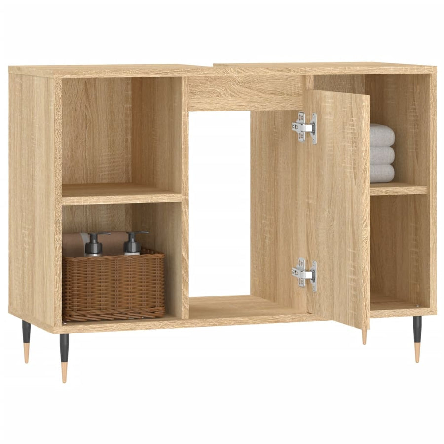 Badkamerkast 80X33X60 Cm Bewerkt Hout Kleurig Sonoma eiken