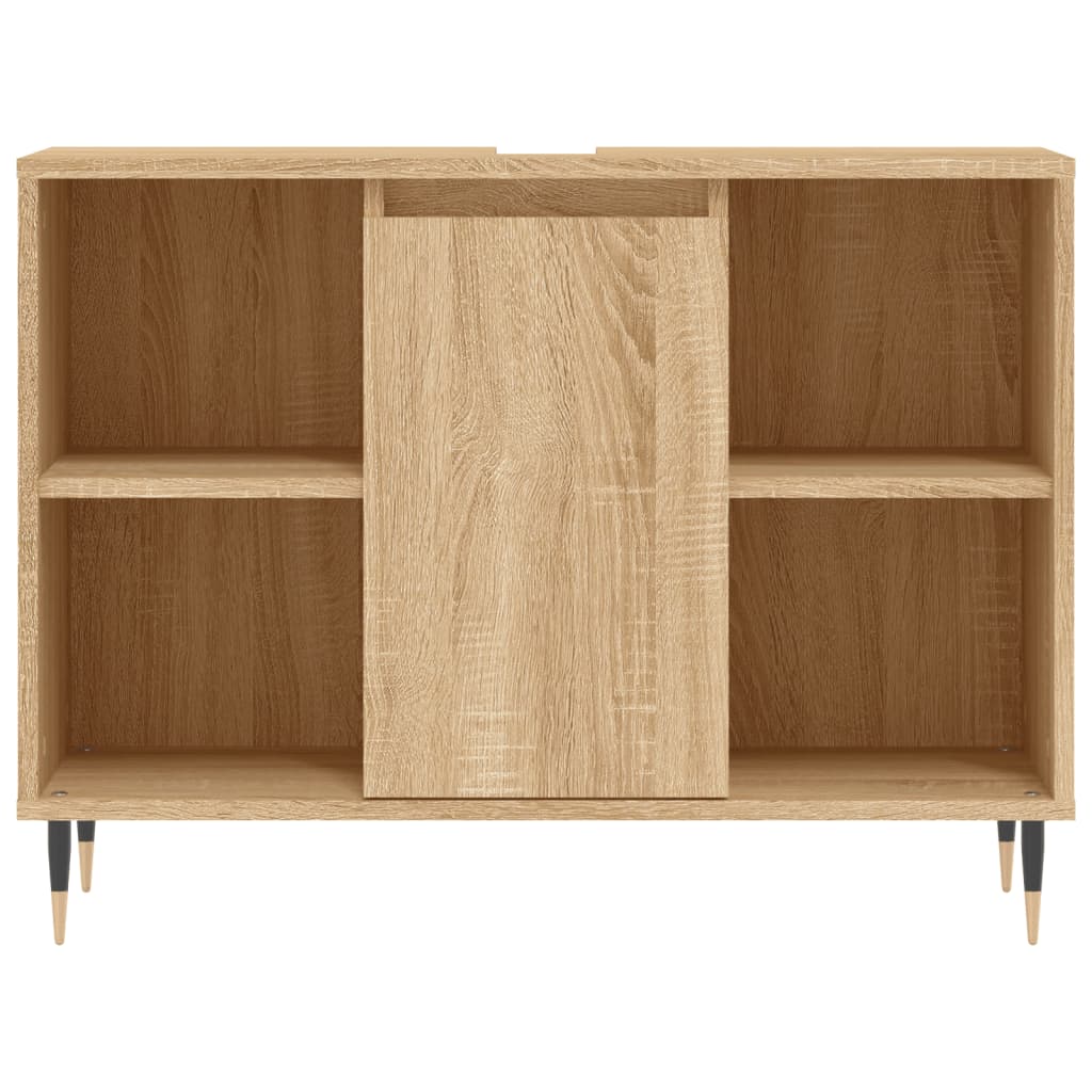 Badkamerkast 80X33X60 Cm Bewerkt Hout Kleurig Sonoma eiken