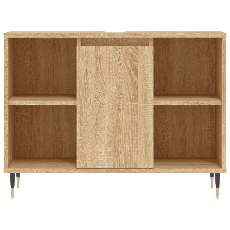 Badkamerkast 80X33X60 Cm Bewerkt Hout Kleurig Sonoma eiken
