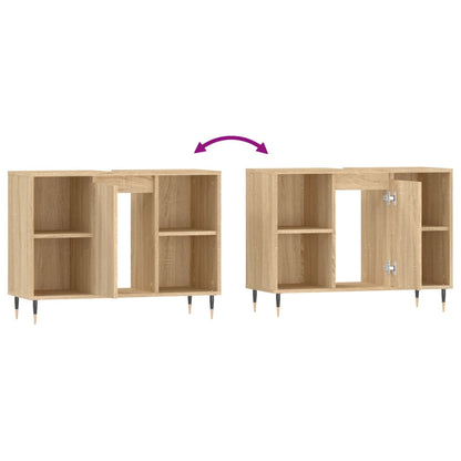 Badkamerkast 80X33X60 Cm Bewerkt Hout Kleurig Sonoma eiken