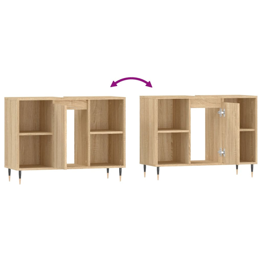 Badkamerkast 80X33X60 Cm Bewerkt Hout Kleurig Sonoma eiken