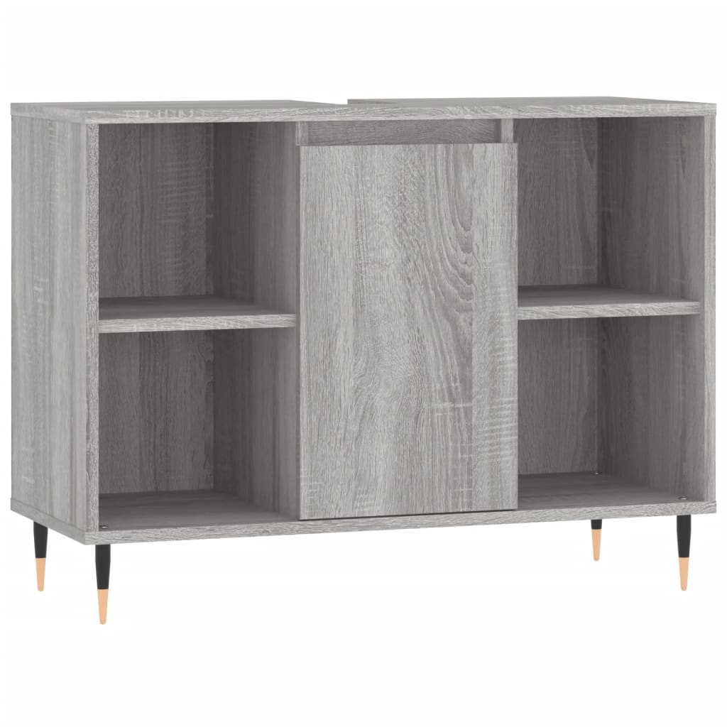 Badkamerkast 80X33X60 Cm Bewerkt Hout Eikenkleurig Grijs sonoma