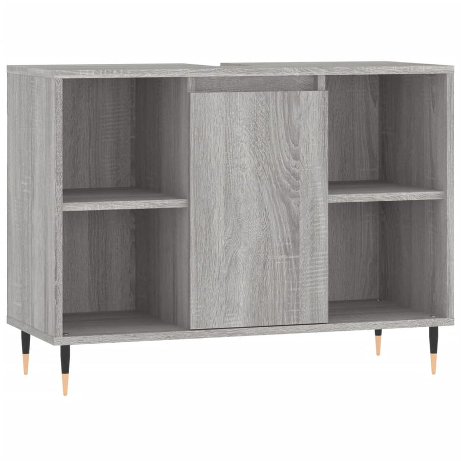 Badkamerkast 80X33X60 Cm Bewerkt Hout Eikenkleurig Grijs sonoma