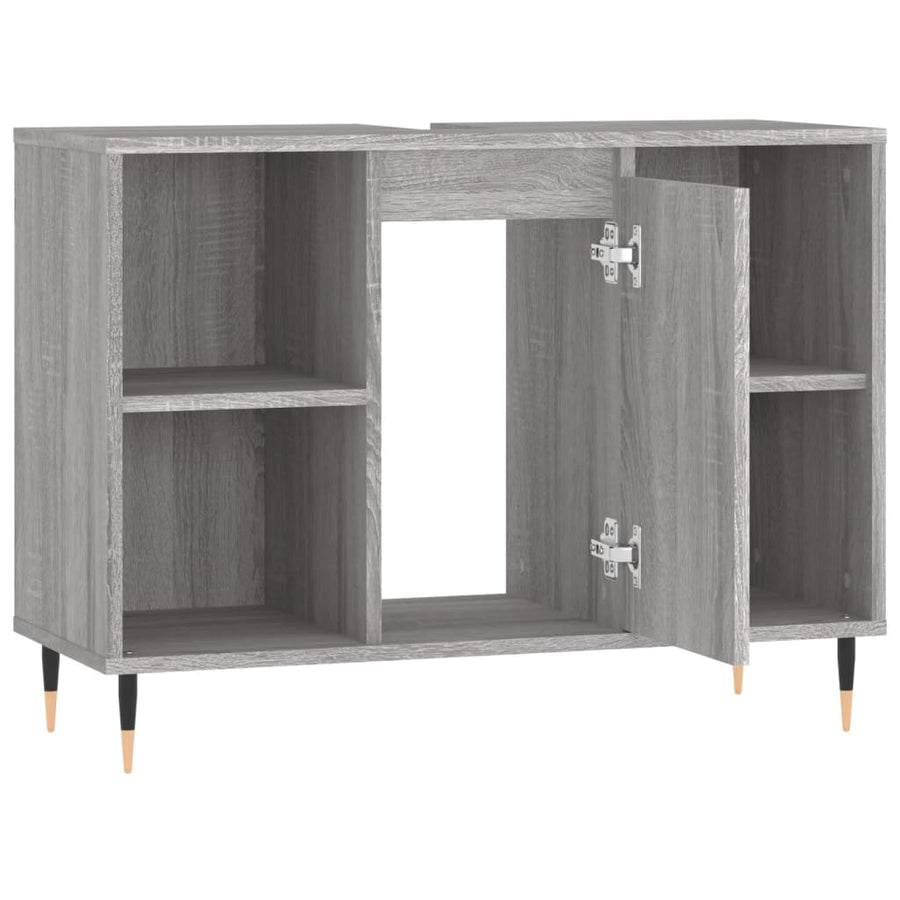 Badkamerkast 80X33X60 Cm Bewerkt Hout Eikenkleurig Grijs sonoma