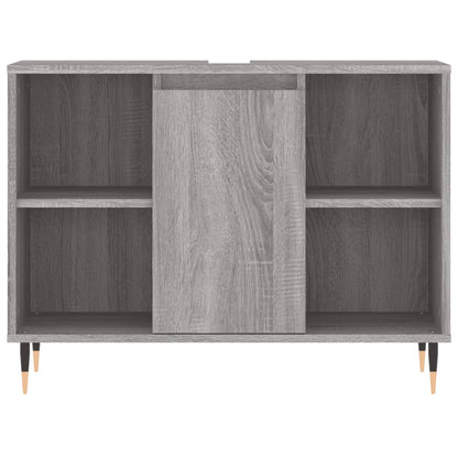 Badkamerkast 80X33X60 Cm Bewerkt Hout Eikenkleurig Grijs sonoma