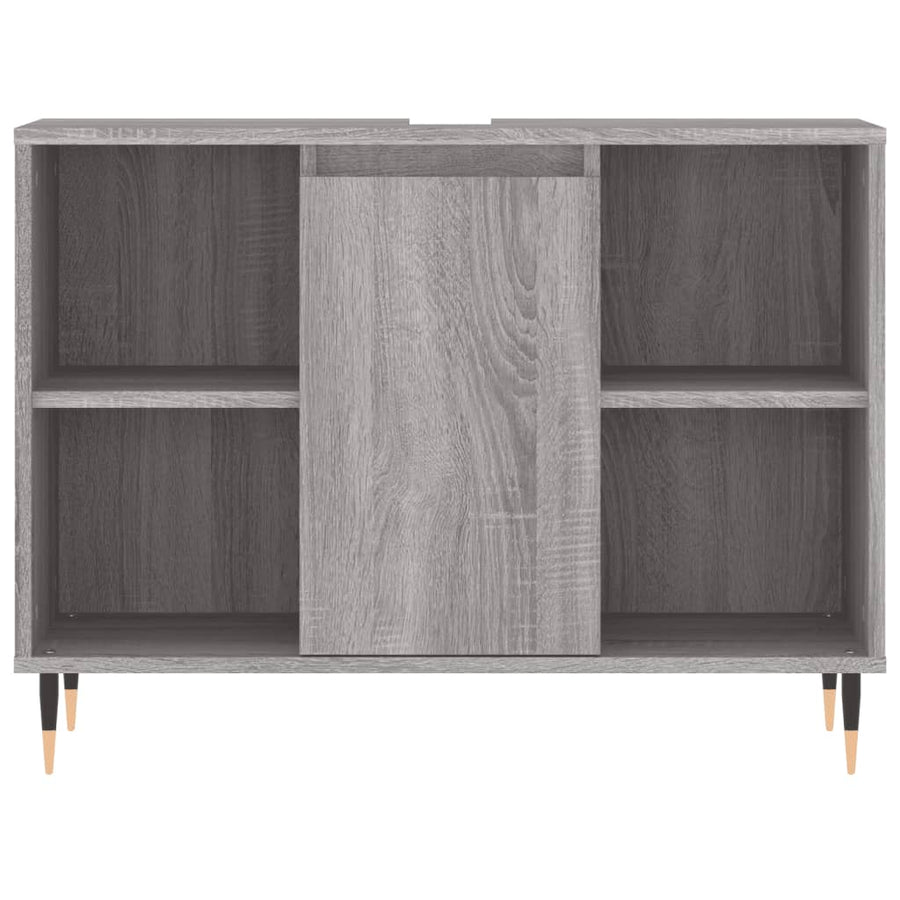 Badkamerkast 80X33X60 Cm Bewerkt Hout Eikenkleurig Grijs sonoma