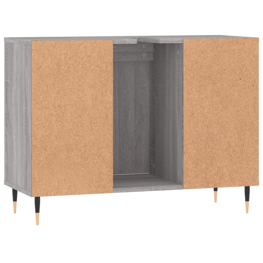 Badkamerkast 80X33X60 Cm Bewerkt Hout Eikenkleurig Grijs sonoma