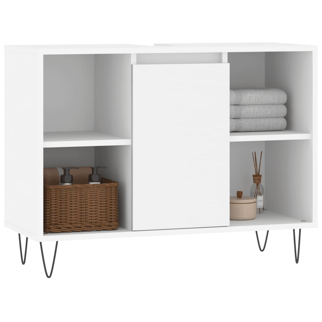 Badkamerkast 80X33X60 Cm Bewerkt Hout Wit