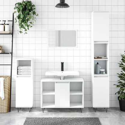 Badkamerkast 80X33X60 Cm Bewerkt Hout Wit