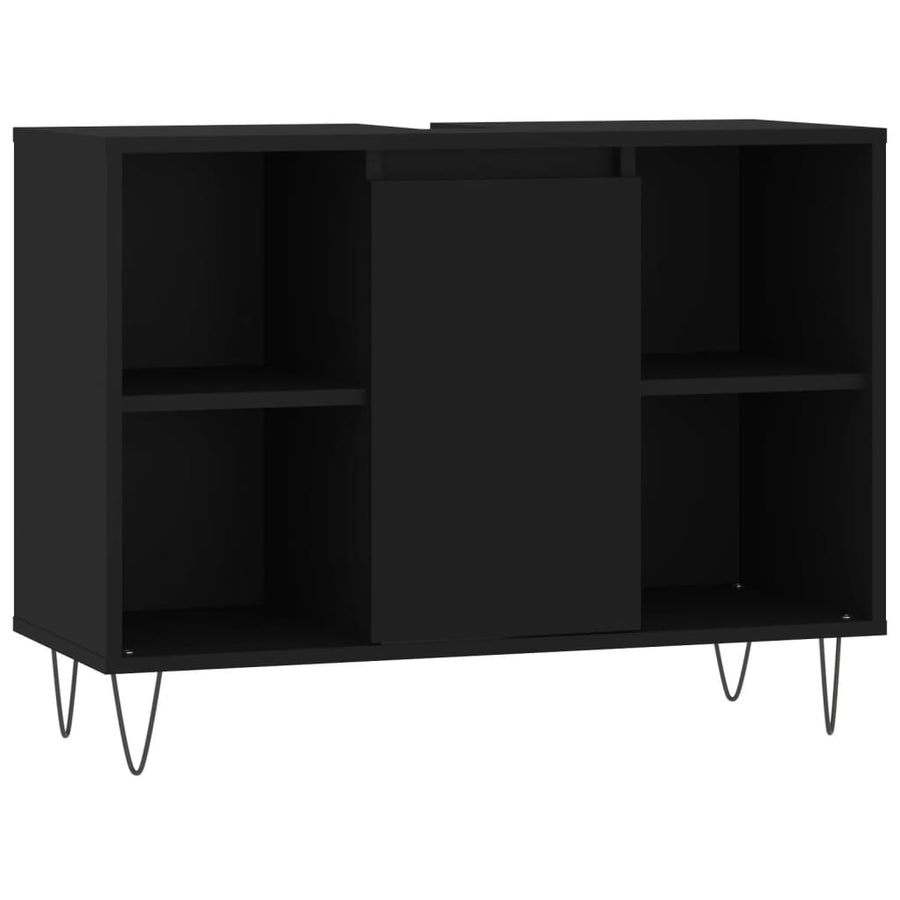Badkamerkast 80X33X60 Cm Bewerkt Hout Zwart