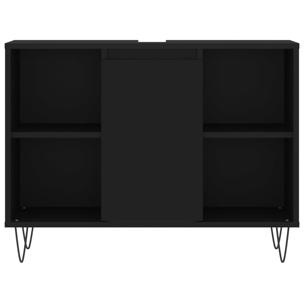Badkamerkast 80X33X60 Cm Bewerkt Hout Zwart
