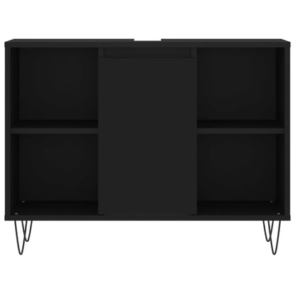 Badkamerkast 80X33X60 Cm Bewerkt Hout Zwart
