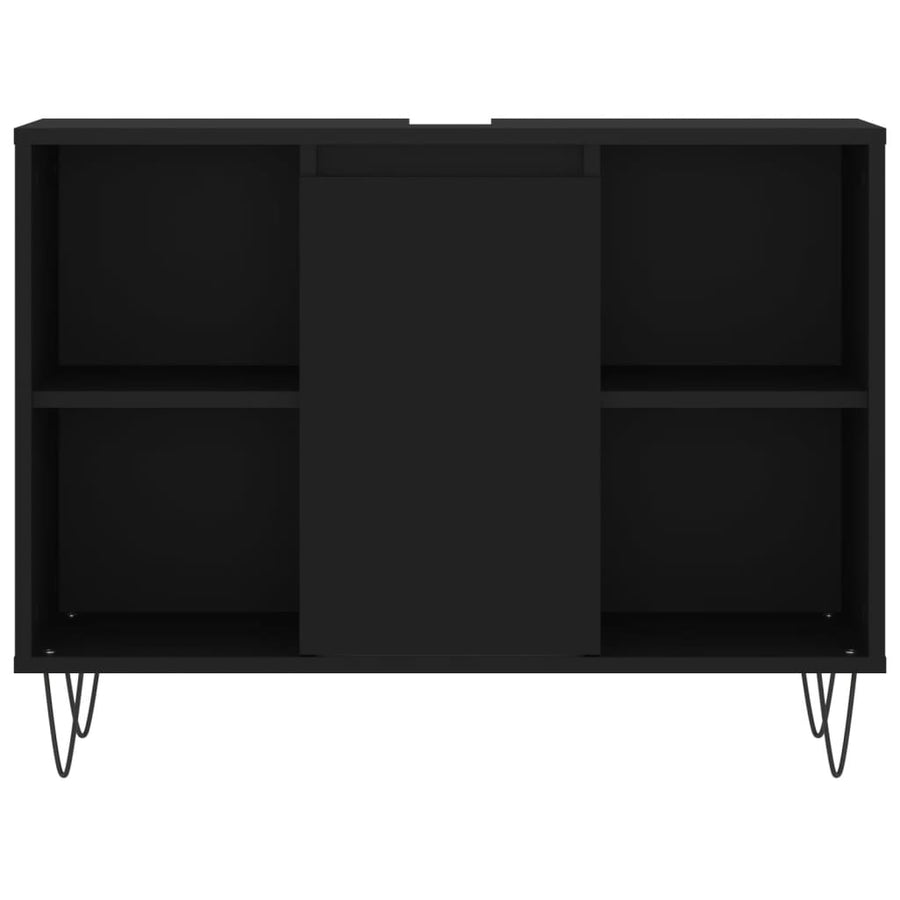 Badkamerkast 80X33X60 Cm Bewerkt Hout Zwart
