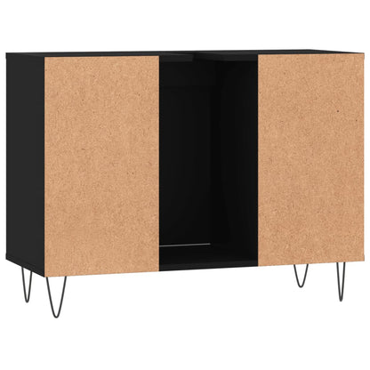 Badkamerkast 80X33X60 Cm Bewerkt Hout Zwart