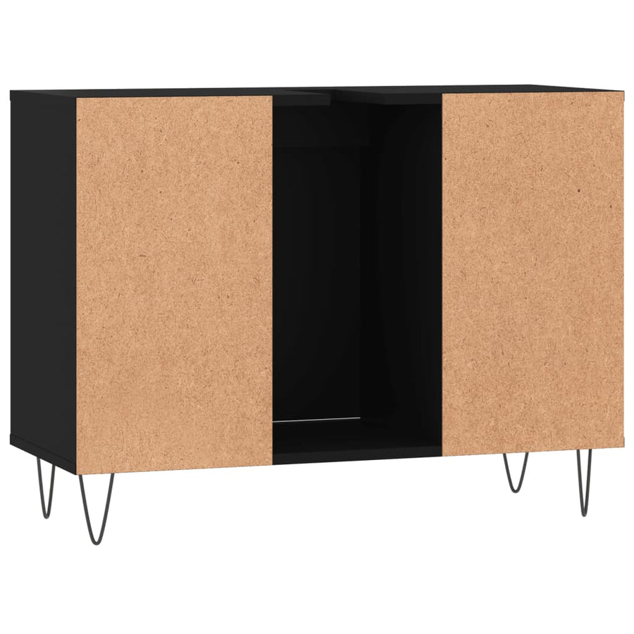 Badkamerkast 80X33X60 Cm Bewerkt Hout Zwart