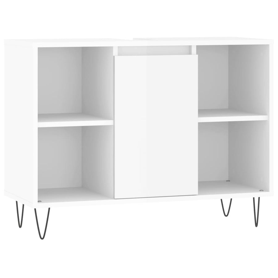 Badkamerkast 80X33X60 Cm Bewerkt Hout Hoogglans wit