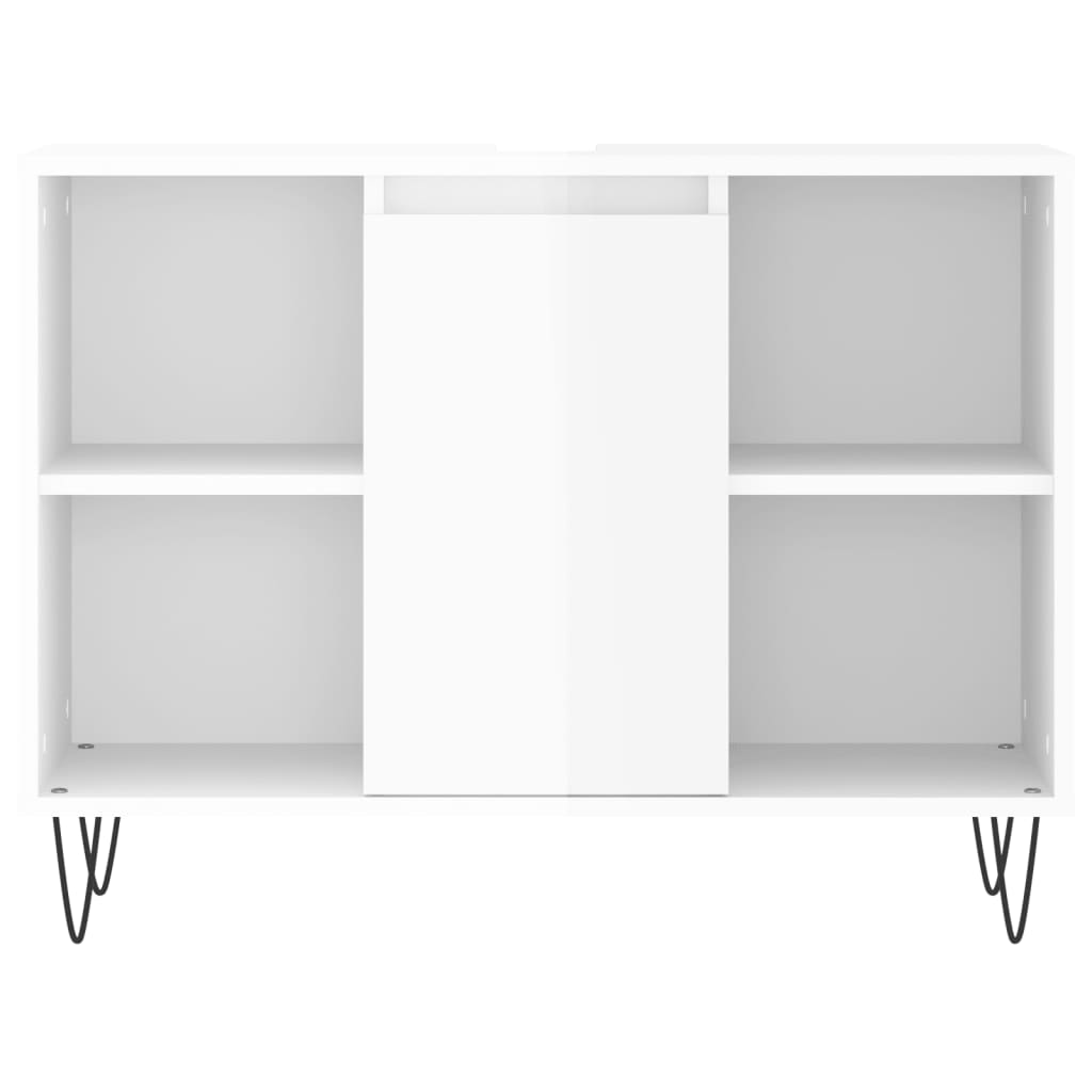 Badkamerkast 80X33X60 Cm Bewerkt Hout Hoogglans wit