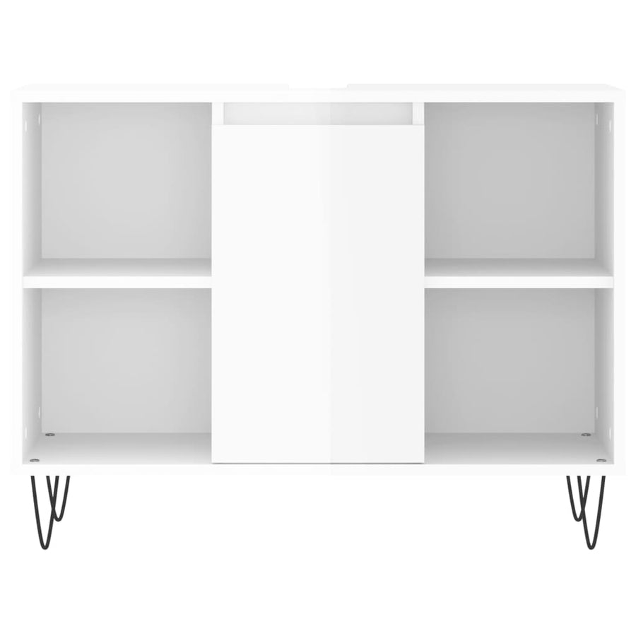 Badkamerkast 80X33X60 Cm Bewerkt Hout Hoogglans wit