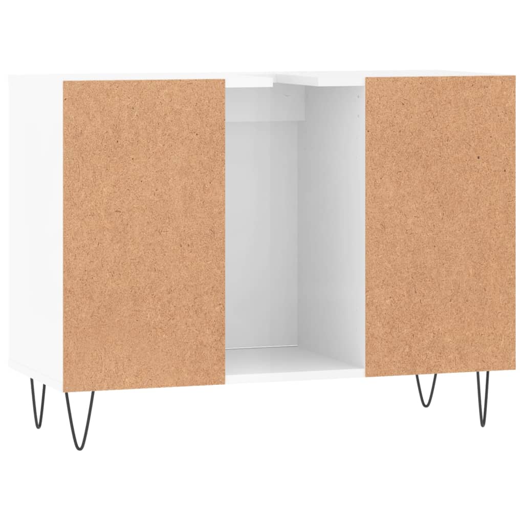 Badkamerkast 80X33X60 Cm Bewerkt Hout Hoogglans wit