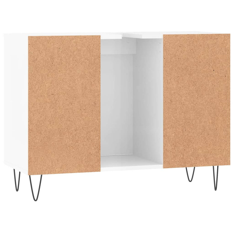 Badkamerkast 80X33X60 Cm Bewerkt Hout Hoogglans wit