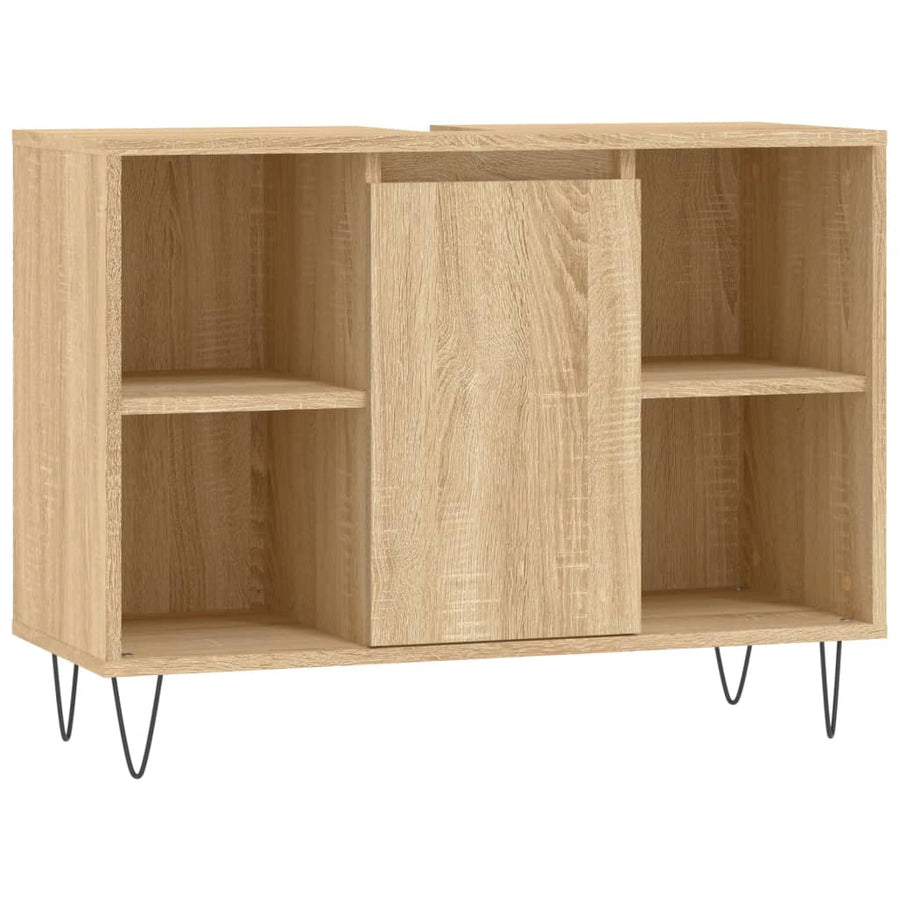 Badkamerkast 80X33X60 Cm Bewerkt Hout Kleurig Sonoma eiken